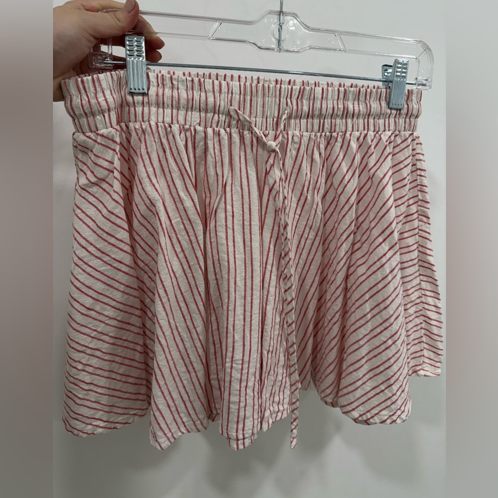 A line Pinstripe Mini Skirt with drawstring